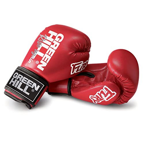 GUANTI DA BOXE FURY GREEN HILL GUANTONI DA PUGILATO KICK BOXING (12 Oz, Rosso rubino)