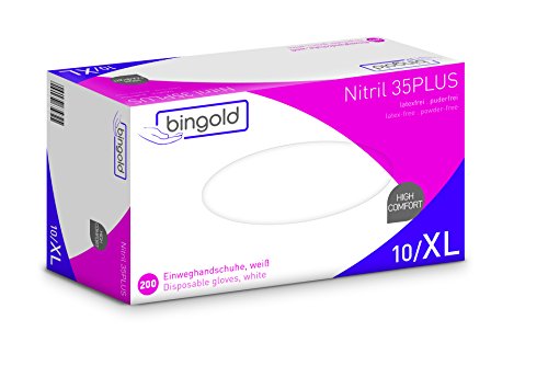 Preisvergleich Produktbild Einmalhandschuhe Nitril 35PLUS, weiß, 200-er Pack
