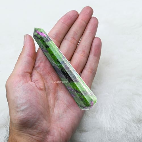 Image of Ruby Zoisite Crystal Wand - Pointed Crystal Wand for Energy Healing, Chakra Balancing, Meditation and Home Decor - Crystals and Healing Stones for Gift