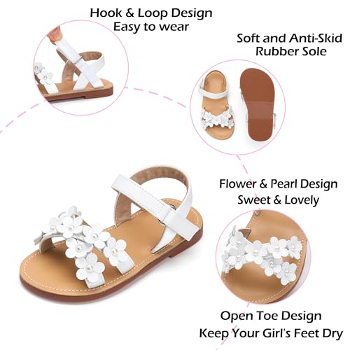 Image of PHIRAMIN Toddler Girl Sandals - Flower Girl Dress Shoes Open Toe Little Kid Wedding Party