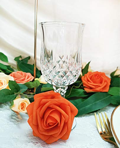 Mefier Home Artificial Flowers 25Pcs Real Looking Mixed Vivid Orange Fake Roses With Stem For Diy Wedding Bouquets Centerpieces Baby Shower Party Home Decorations #TOP5