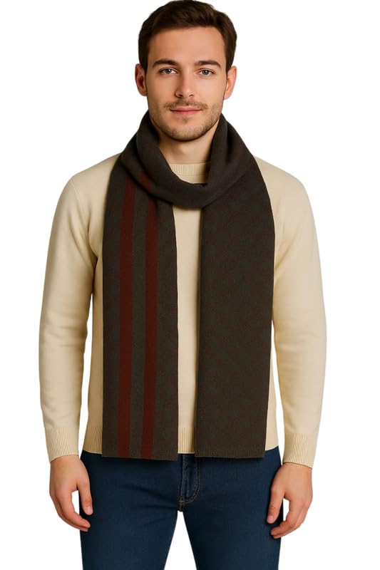 devil Woolen Muffler for Men – Soft Checked Scarf with Tassels | Warm & Stylish Winter Accessory (Free Size,Red)-picture-24