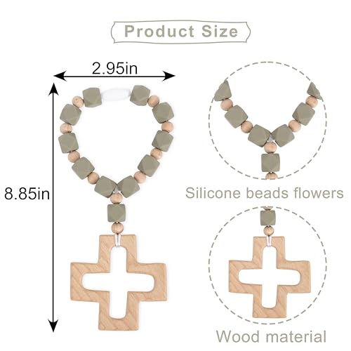 Silicone Ten-Year Rosary, My First Rosary with A Cross, Christian Communion Party Decorations, Rosary, Silicone Ten-Year Rosary, First Rosary (Green Cross Bracelet)2