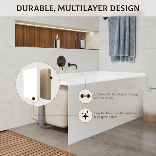 image for GarveeLife Acrylic Skirted Soaking Bathtub 60×32 Inch – Right Hand 