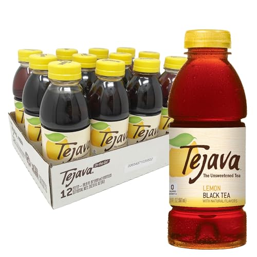 Tejava Lemon Black Iced Tea, 12 Pack, 16.7oz PET Bottles, Unsweetened, Non-GMO, Kosher, No Sugar or Sweeteners, No calories, No Preservatives, Brewed in Small Batches