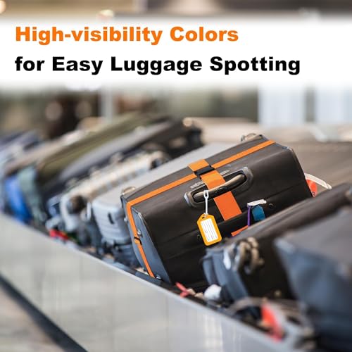 Image of Gostwo 8 Pack Luggage Straps and Tags Set - 4 Straps, 4 Tags, Suitcase Belt | Luggage Straps for Suitcases TSA Approved, Heavy Duty Easy to Identify Travel Tags, Orange