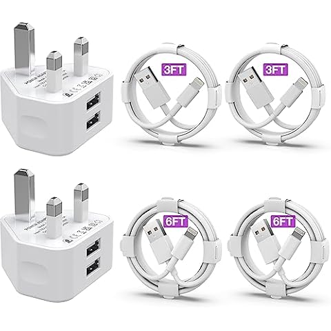 AYNGWRNB Dual USB Charger with Lightning Cables Cover