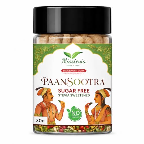 Image of Misstevia Meetha Paan Mukhwas - 30g | Sugar Free Stevia Sweetened Mouth Freshener | No Added Sugar After Meal Snack | Natural Paan Flavour | Premium Mukhwas (Pack of 1)