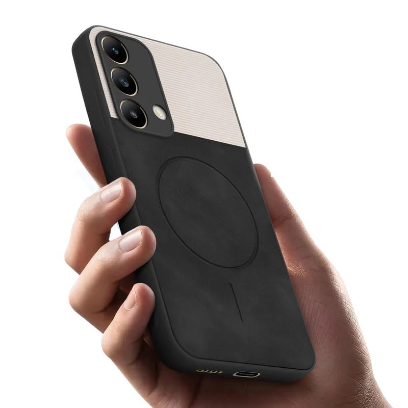 Image of Bintage Mac Safe Design Hard Slim Back Case | Soft Border Camera Protect | Dual PU Leather Finish Back Cover Compatible for Oppo F19 / Oppo F19s 4G - White & Black