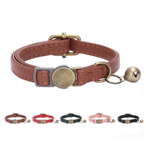 THAIN Leather Cat Collar with Bell