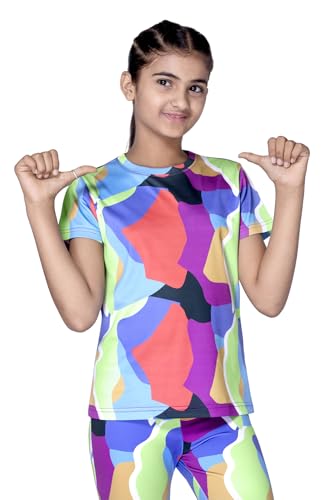 Image of Girl's Active Sports Wear Solid Short Sleeve Running Workout Tshirts Athletic Tops Lightweight Quick Dry Training Yoga Round Neck Tshirt (4 to 14 YRS)