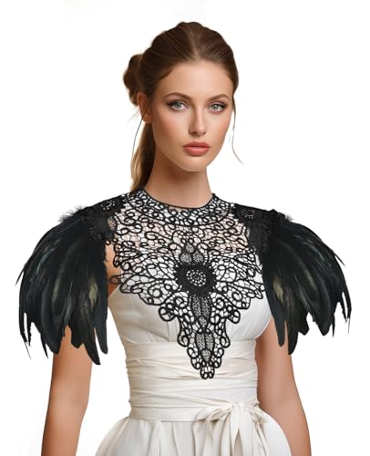 Ailes d'épaule plumes naturelles gothiques confectionnées main pour adultes