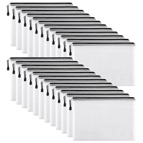 Image of EOOUT 24pcs Mesh Zipper Pouch Bags, Plastic Zipper Bag for Organizing 13.5x9.5 Inches Letter Size, A4 Size, for Office Supplies