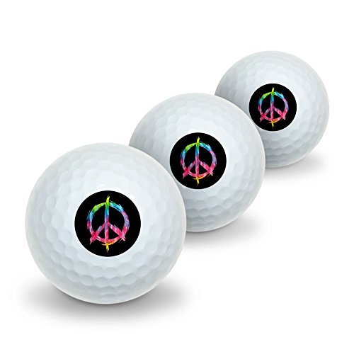 GRAPHICS & MORE Tie Dye Peace Sign Novelty Golf Balls 3 Pack