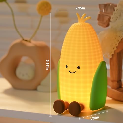 Image of QANYI Corn Cob Night Light-Soft Squishy Silicone Touch Lamp,Farmhouse Fall Decor for Home,USB Rechargeable & Dimmable, Desk Light for Kitchen Counter Decor,Cozy Thanksgiving Gift for Women