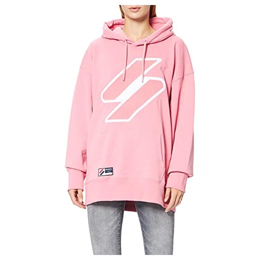 Superdry Code Logo CHE OS Hood Sudadera con Capucha, Montauk Blush, M para Mujer