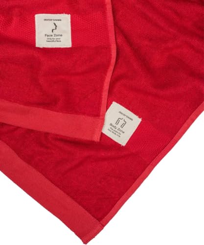 Image of Doctor Towels, World's First Banana Terry Bath Towel, 400 GSM | Dermatologist Tested for Sensitive Skin | 70 x 140 cm Towels for Bath Large Size | Clinically Tested to Help Reduce Acne - Red