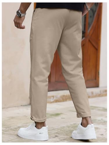 SOLY HUX Men's Drawstring Elastic Waist Pants Casual Tapered Leg Trousers with Pockets2