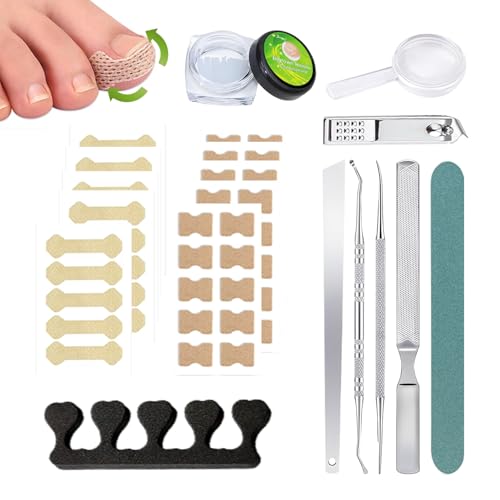 Ingrown Toenail Corrector Set with Magnifier and Correction Strips Professional Ingrown Toenail Treatment Tools Set Safe and Effective Nail Care for Home Use