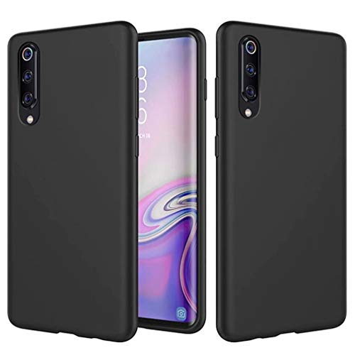 Ttimao Compatible con Funda Xiaomi Mi CC9/Mi 9 Lite/Mi A3 Lite Silicona L�quida Gel Cubierta+1*Protector de Pantalla Anti-Shock Funda Protectora con Coj�n de Forro de Tela de Microfibra Suave-Negro