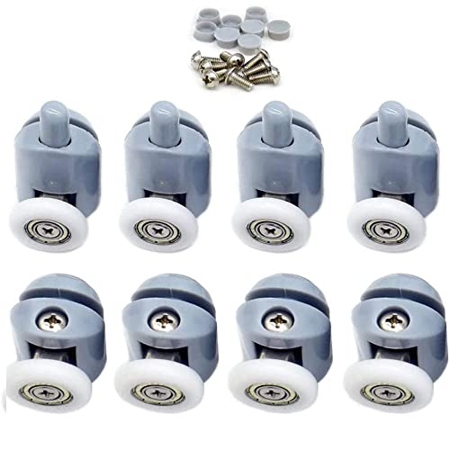 Louik 8 Pcs 23mm Roulette Porte Coulissante Douche, Galet Roue pour Porte de Douche Salle de Bain (4 en Haut et 4 en Bas)