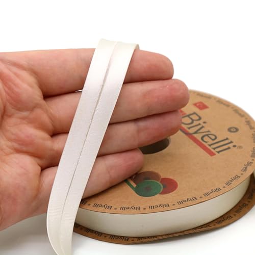 Image of Fold Satin Bias Tape - 99+ Colors - 3 /4 Inches Wide - 27 Yards - Fold Satin Binding Bias Ribbon Fabric Piping Bias Binding Tape for Sewing Clothing DIY (74. Ivory White) BYS74