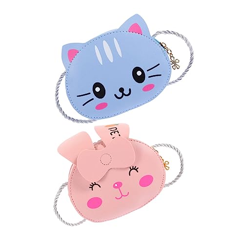 2Pcs Kawaii Cartoon Bag Stylish Crossbody Purse for Boys Durable PU Coin Storage Pouch with Smooth Zipper for Outdoor Adventures