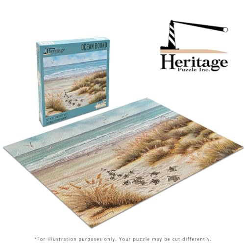 Heritage Puzzle Ocean Bound por Lisa Sparling 1000 Piezas | Rompecabezas de 1000 piezas para adultos, Baby Sea Turtles Journey to the Ocean, Rompecabezas armable de 30" x 24" tamaño terminado miniatura 6