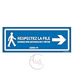 AUA SIGNALETIQUE - Signalisation au Sol respectez la File à Droite - Autocollant laminé - Bleu 420x160 mm