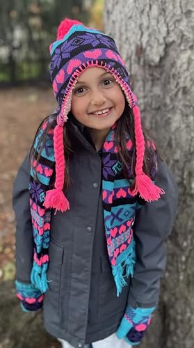 Image of N'Ice Caps Kids Hat Glove Scarf Girls 3 Piece Winter Knit Set Sherpa Lined