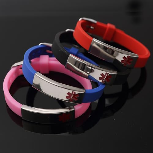 Medical Alert Bracelet Personalized Silicone Wristbands -Free Engraving Medical Alert ID Women Men Bracelet Silicone Wristband2