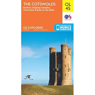 The Cotswolds Map Burford Chipping Campden Cirencester Stow on the Wold Ordnance Survey OS Explorer Map OL45 England Walks Hiking Maps Adventure Map Folded Map 10 Jun