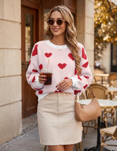 Image of Libsorge Womens Valentine Heart Sweater 2026 Valentines Day Trendy Cute Oversized Long Sleeve Pullover Sweaters