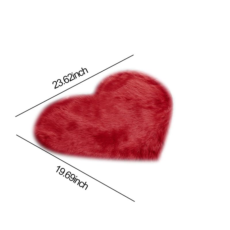 Tapete con diseño de corazón, suave y esponjoso, lavable, antideslizante, rojo miniatura 2