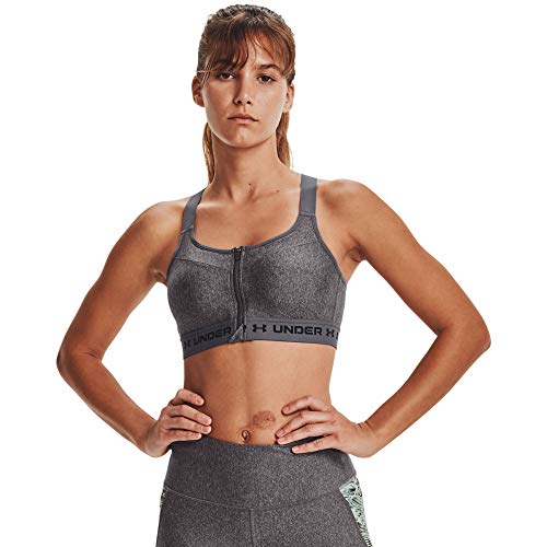 Under Armour Women s Armour High Crossback Heather Zip Bra , Charcoal Light Heather (019) Black , 34C
