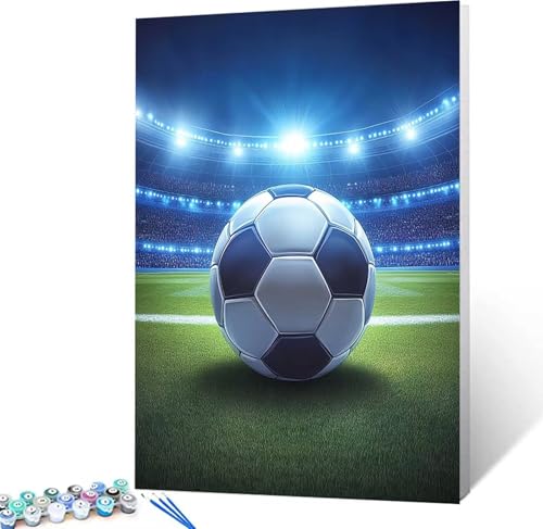 Pintar por Numeros Adultos FúTbol Pintar por Numeros Copa Del Mundo, DIY Kit Manualidades Adultos con 3 Pinceles y Pigmento Acrílico, Paint by Numbers Adult para Decoracion Hogar 80x110cm 4-9335