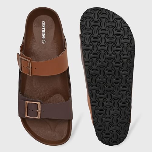 Image of Centrino Men's Berkin-Style Slip-On Sandals | Open Toe Design | Soft PU Footbed | Lightweight & Comfortable | Arch Support | On-Grip Sole | Casual Outdoor Wear (9209)