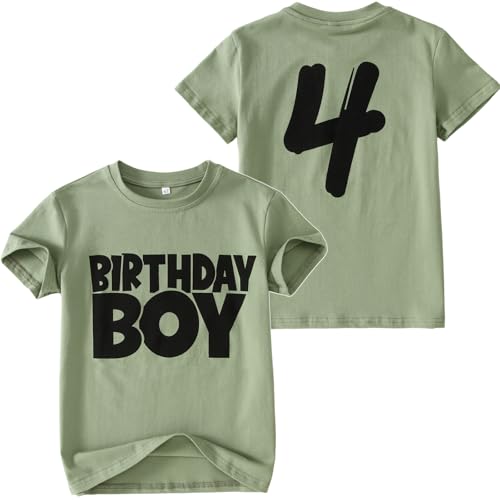 AG AGUU Birthday Boy Shirts 4th Birthday T-Shirt Kids Toddler Baby Boys 4T Green-4th