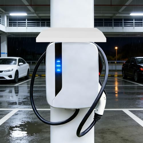 Cache-pluie borne recharge électrique plastique blanc résistant aux intempéries - 7