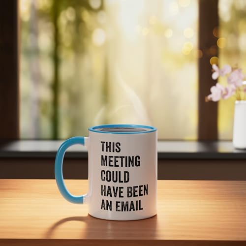 Taza de cerámica divertida con texto azul/blanco miniatura 3