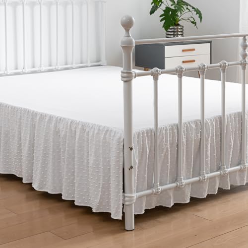 Tufted Dot Bed Skirt Full Size,Ruffled Bed Skirt with Split Corne...