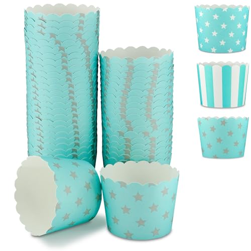 Frau WunderVoll® 50 Muffin Backformen türkis Mint, graue Sterne, Durchmesser 5 cm/Muffins Muffinbackform Muffinform Form Backförmchen Cupcake Formen Förmchen Papier Cupcakeformen Frau WunderVoll® 50 Muffin Backformen türkis Mint, graue Sterne, Durchmesser 5 cm/Muffins Muffinbackform Muffinform Form Backförmchen Cupcake Formen Förmchen Papier Cupcakeformen
