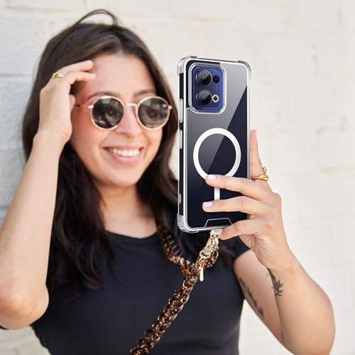Image of A rtistque Clear Back Cover Case for Oppo Reno 13 5G | Compatible with Mag-Safe | Premium Transparent Cover | Shockproof TPU Bumper | Stylish Protective Design | Oppo Reno 13 Back Cover - Transparent