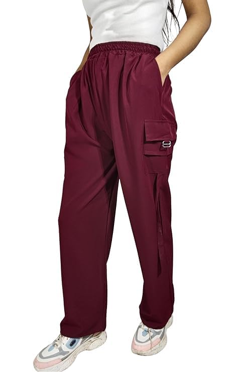 Image of ARYANSH Shoppe 4 Pocket Straight-Fit Cargo Trouser Pants for Kids Girls | Stylish High-Waist Casual Wear with Pockets | Small to XXL