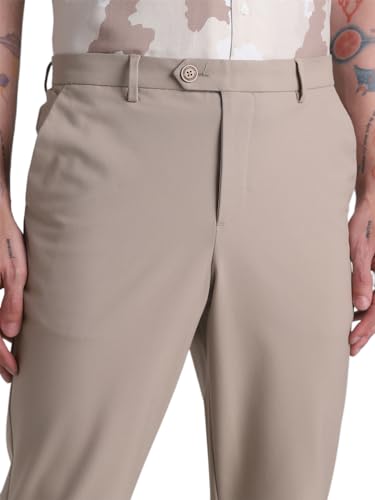 Image of Jack & Jones Men Solid Slim Fit Mid Rise Stretchable Pants