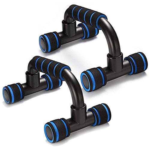 Adkwse Lot de 2 poignées de pompes Push Up Bars avec poignée antidérapante en mousse confortable pour la maison, la salle de gym, les voyages, multifonctionnel, Adulte (unisexe), bleu