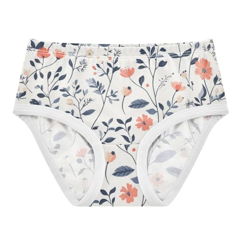 ZZKKO Farmhouse Floral Leaves Girls Underwear Toddler Panties for Girls Comfort Brief Size 2-8T
