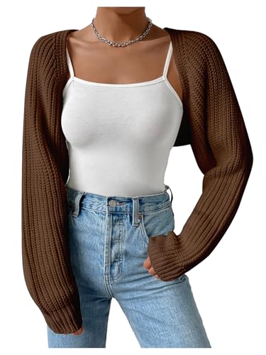 Image of GORGLITTER Women's Open Front Cardigan Sweater Trendy Dressy Cute Long Sleeve Bolero Shrug Fall Knit Short Cardigan