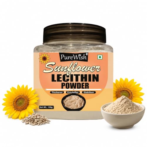Purewish Sunflower Lecithin Powder, 150g (Thickener | Emulsifier | Stabiliser | Natural Food Additive | Add to Bakery, Chocolate & Confectionery Products)