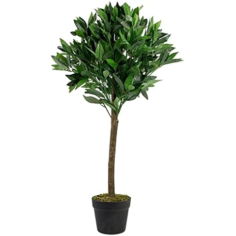 Lifelike ARTIFICIAL Bay Tree 90cm/3ft Large Round Faux Laurel Tree with Natural Effect Leaves & Real Wood Trunk & Pot - Realistic Fake Outdoor Topiary Ball Tree for Outside by ARTIFICIALLY MARVELLOUS Cover